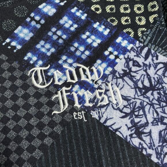 Teddy Fresh Sweatshirt Mens XS Hoodie Patchwork Grandpa Core Embroidered - Picture 10 of 16